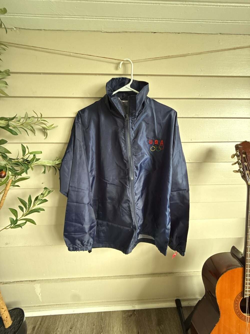 Vintage USA Olympic Team Navy Blue Lightweight Full-Zip Windbreaker Jacket